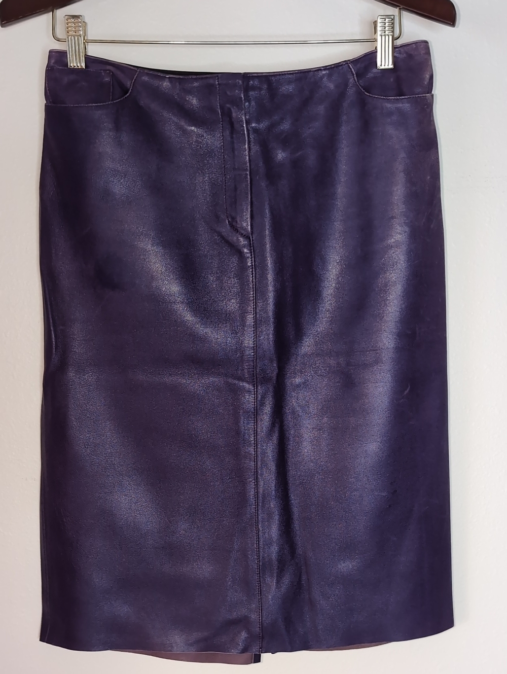 Purple Leather Pencil Skirt
